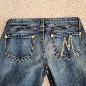 Vintage Marciano Ultra Luxe Boot Cut Dark Wash Low Rise Jeans Gold Hardware USA